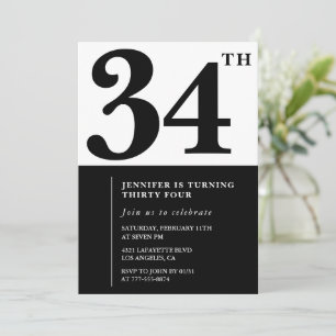 Invitation élégante pour les 34 ans d'une fille No