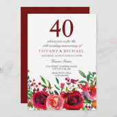 Invitation élégante pour les 40 ans de mariage ave (Devant / Derrière)