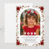Invitation élégante pour les 4 ans d'une fille ave (Devant / Derrière)