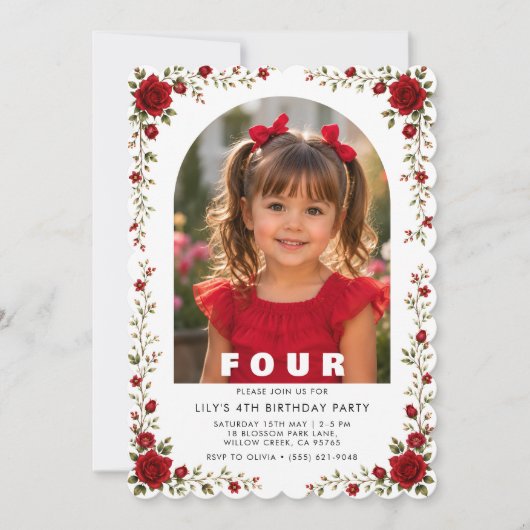 Invitation élégante pour les 4 ans d'une fille ave (Devant)