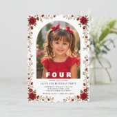 Invitation élégante pour les 4 ans d'une fille ave (Debout devant)