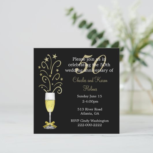 Invitation élégante pour les 50 ans de mariage (Debout devant)