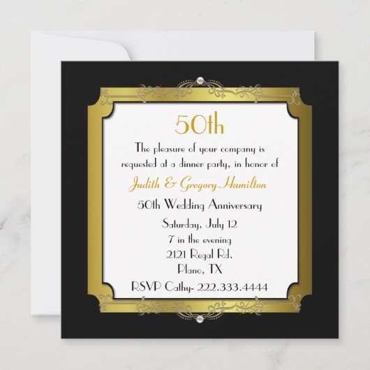 Invitation élégante pour les 50 ans de mariage (Devant)
