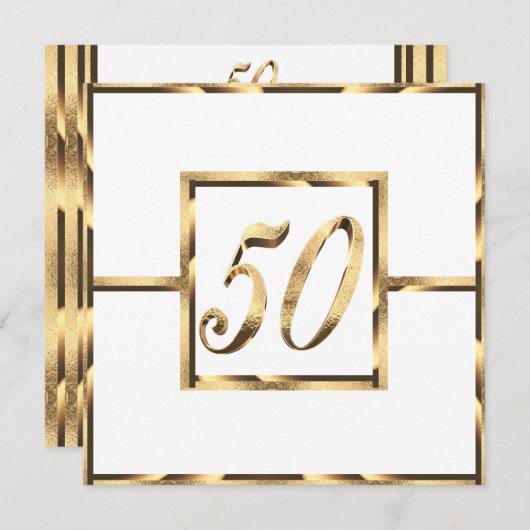 Invitation élégante pour les 50 ans de mariage en  (Devant / Derrière)