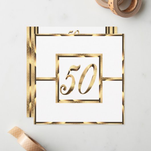 Invitation élégante pour les 50 ans de mariage en  (Devant/Arrière en situation)