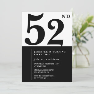 Invitation élégante pour les 52 ans d'une femme No