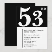 Invitation élégante pour les 53 ans d'une femme Ch (Devant / Derrière)