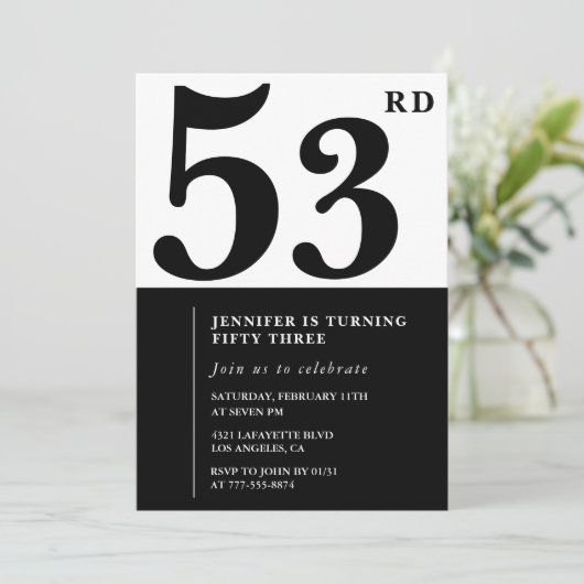 Invitation élégante pour les 53 ans d'une femme No (Debout devant)