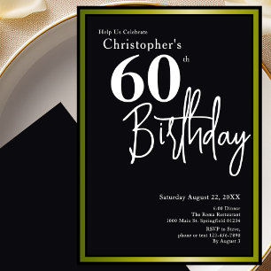 Invitation élégante pour les 60 ans en noir et or