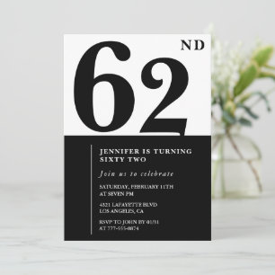 Invitation élégante pour les 62 ans d'une femme No