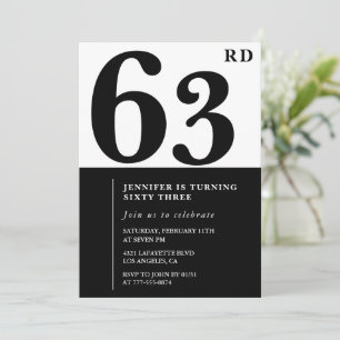 Invitation élégante pour les 63 ans d'une femme No