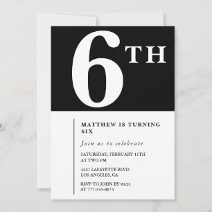 Invitation élégante pour les 6 ans d'un garçon chi