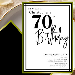 Invitation élégante pour les 70 ans avec noir et o