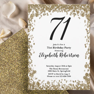 Invitation élégante pour les 71 ans avec paillette