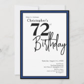 Invitation élégante pour les 72 ans avec du noir e (Devant)