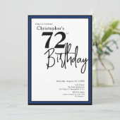 Invitation élégante pour les 72 ans avec du noir e (Debout devant)