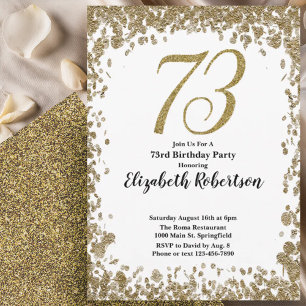 Invitation élégante pour les 73 ans avec des paill