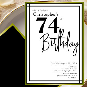 Invitation élégante pour les 74 ans avec noir et o