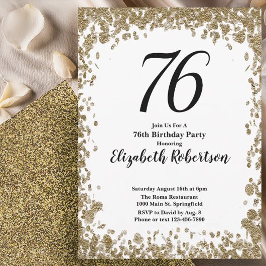 Invitation élégante pour les 76 ans avec paillette