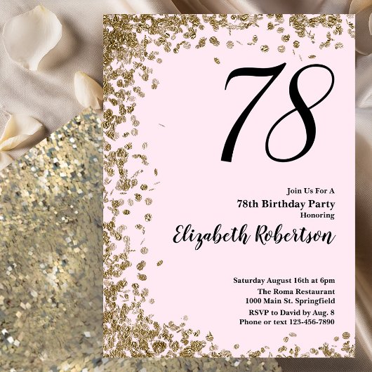Invitation élégante pour les 78 ans avec paillette