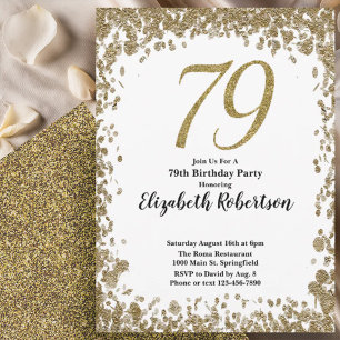 Invitation élégante pour les 79 ans avec paillette