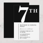 Invitation élégante pour les 7 ans d'un garçon chi (Devant / Derrière)
