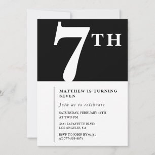 Invitation élégante pour les 7 ans d'un garçon chi