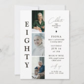 Invitation élégante pour les 80 ans avec une bande (Devant)