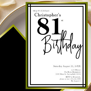 Invitation élégante pour les 81 ans en noir et or 