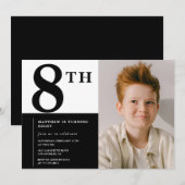 Invitation élégante pour les 8 ans Black Chic Mode (Devant / Derrière)