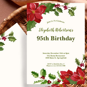 Invitation élégante pour les 95 ans avec motifs fl