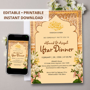 Invitation élégante pour l'Iftar à l'arche islamiq