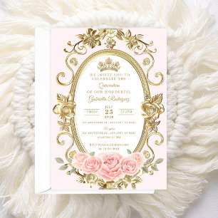 Invitation élégante pour Quinceañera Floral Rose