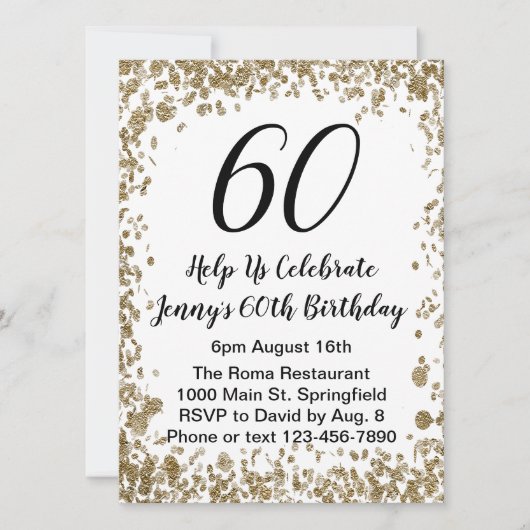 Invitation élégante pour ses 60 ans en or (Devant)