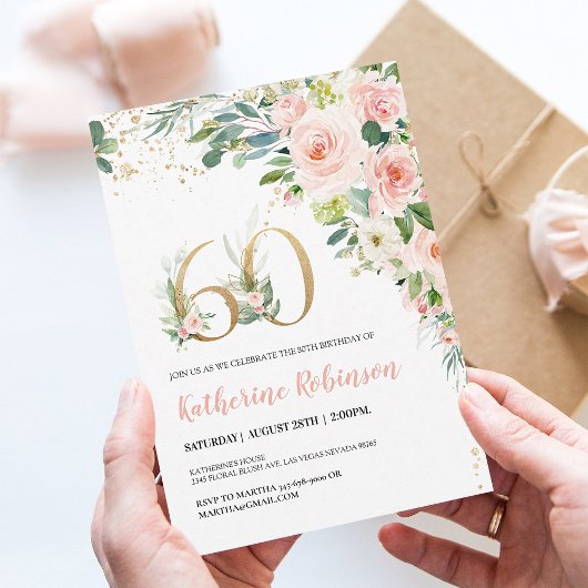 Invitation élégante pour ses 60 ans Fleurs pour El