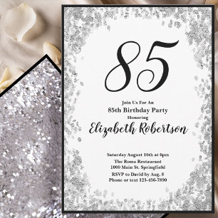 Invitation élégante pour ses 85 ans en argent pour