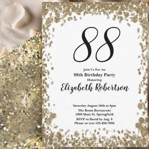 Invitation élégante pour ses 88 ans en or pour ell