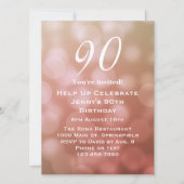 Invitation élégante pour ses 90 ans en rose (Devant)