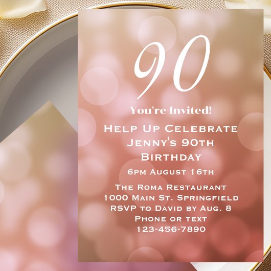 Invitation élégante pour ses 90 ans en rose