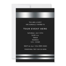 Invitation élégante pour soirée de dîner en noir e
