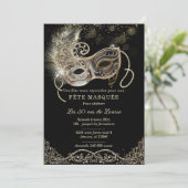 Invitation Elégante pour soirée masquée d'anniversaire (Debout devant)