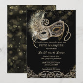 Invitation Elégante pour soirée masquée d'anniversaire (Devant / Derrière)