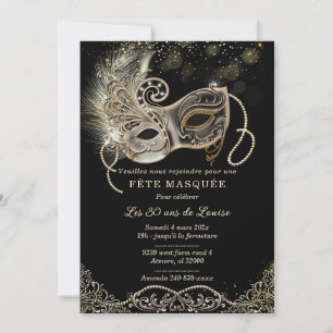 Invitation Elégante pour soirée masquée d'anniversaire