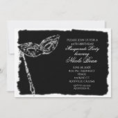 Invitation élégante pour soirée masquée noir et bl (Devant)