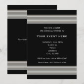 Invitation élégante pour soirée noire et argent (Devant / Derrière)