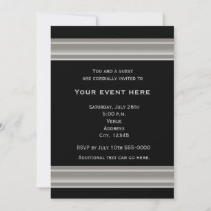 Invitation élégante pour soirée noire et argent