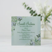 Invitation élégante pour Sweet 16 Papillon Vert & (Debout devant)