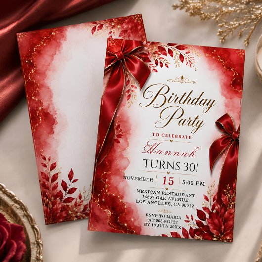 Invitation élégante pour un 30e anniversaire avec