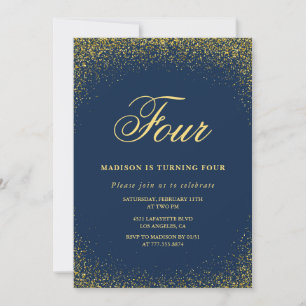 Invitation élégante pour un 4ème anniversaire Or N