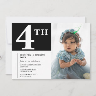 Invitation élégante pour un 4ème anniversaire Phot